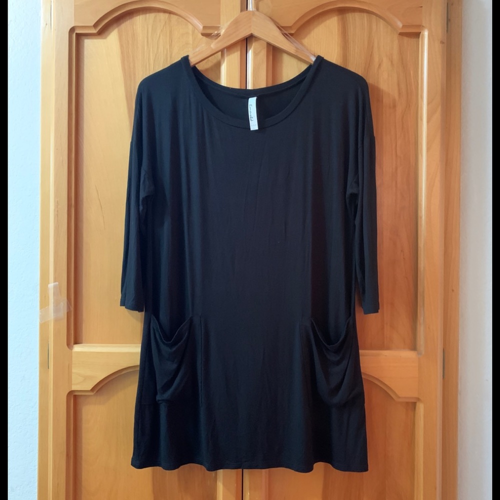 Black Button Detail Top